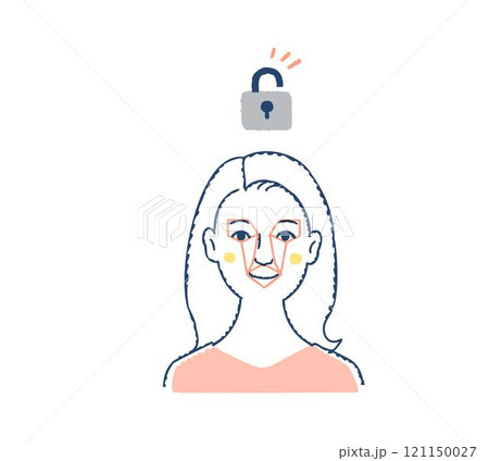 Face ID・顔認証をする女性 Face ID・顔認証をする女性 121150027