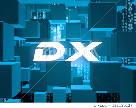 青のサイバーデジタル背景イメージ 121150127