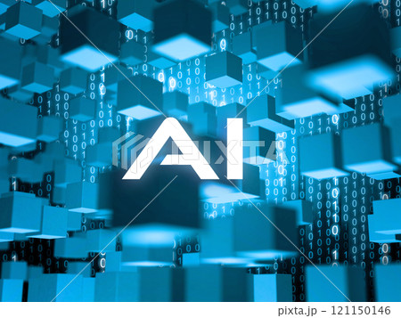 青のサイバーデジタル背景イメージ 青のサイバーデジタル背景イメージ 121150146