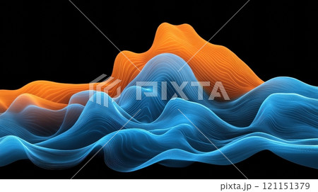 Orange and blue abstract waves create a...のイラスト素材 [121151379] - PIXTA