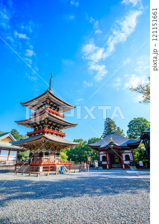 秋の成田山新勝寺　三重塔　千葉県成田市 121151661