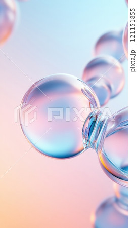 Bubbles with iridescent colors float against a soft gradient background, creating a dreamy and abstract visual effect, AI 121151855