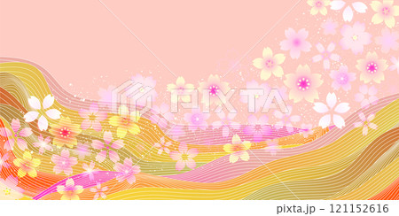 和柄　年賀状　桜　背景 121152616