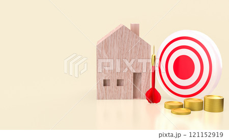 The wood house and dart for property  or estate concept 3d rendering. 121152919