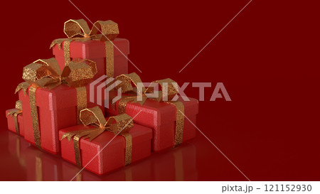 The Red gift box for celebration or holiday concept  3d rendering. 121152930