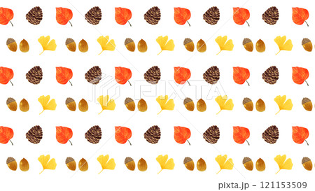 どんぐりと松ぼっくりと紅葉の壁紙 121153509