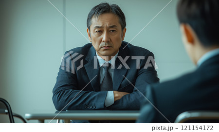 圧迫面接をするビジネスマン 121154172