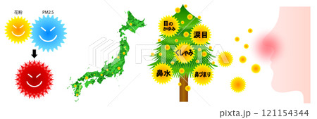 花粉　杉　日本　ウイルス　アイコン 121154344
