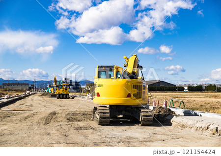 川越市菅間　市道改良工事　重機ユンボ 121154424