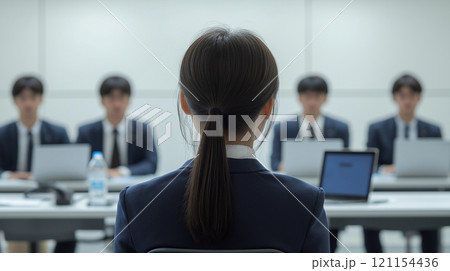 面接を受ける就活生 121154436