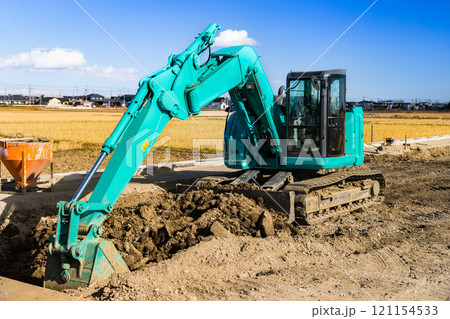 川越市菅間　市道改良工事　重機ユンボ 121154533