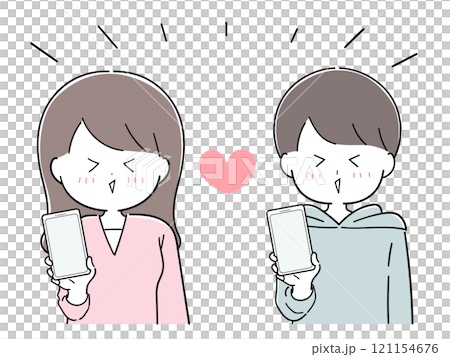 與應用程式配對!一群享受智慧型手機的男人和女人 與應用程式配對!一群享受智慧型手機的男人和女人 121154676