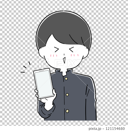 A boy in a school uniform having fun with his smartphone A boy in a school uniform having fun with his smartphone 121154680