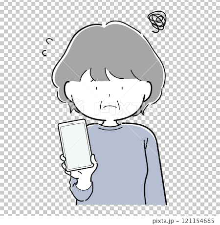 Senior women who are not good at operating smartphones 121154685