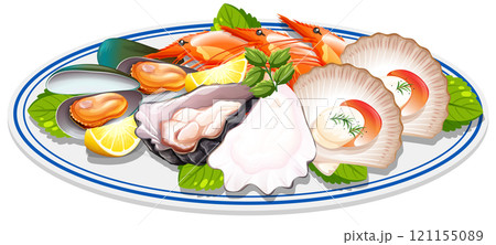 Delicious Seafood Mix on a Plate Delicious Seafood Mix on a Plate 121155089
