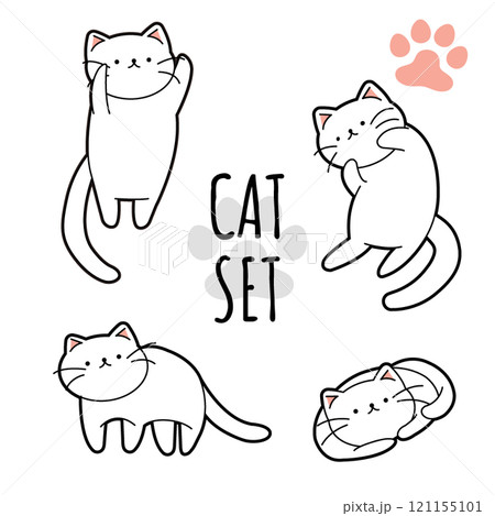 ゆるい猫のイラスト(白) 121155101