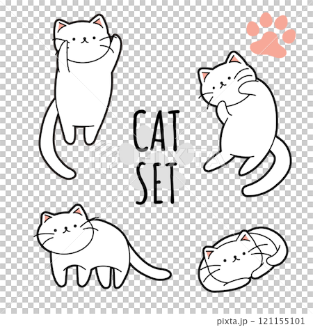 一隻鬆散的貓的插圖（白色） 121155101