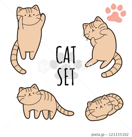 ゆるい猫のイラスト(茶) 121155102