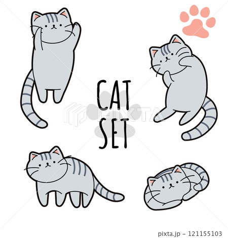 ゆるい猫のイラスト(グレー) 121155103