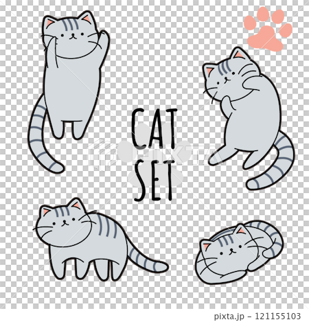 ゆるい猫のイラスト(グレー) 121155103