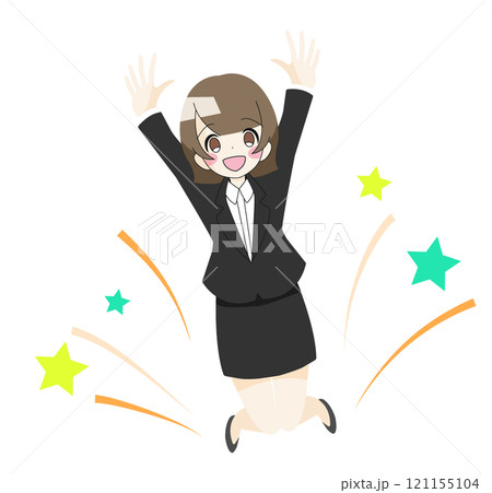 ジャンプするスーツ女性 ジャンプするスーツ女性 121155104