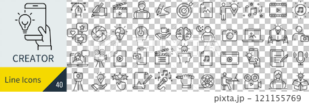 Creator related line icon set 121155769