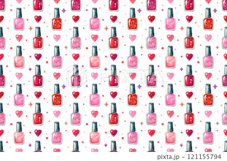 キラキラしたグリッターのピンクと赤のマニキュアの背景 キラキラしたグリッターのピンクと赤のマニキュアの背景 121155794