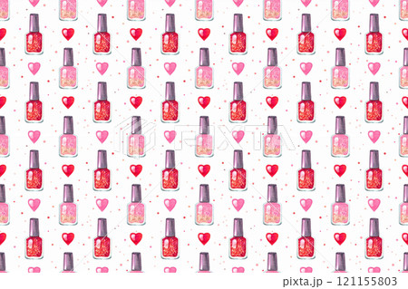 キラキラしたグリッターのピンクと赤のマニキュアの背景 キラキラしたグリッターのピンクと赤のマニキュアの背景 121155803