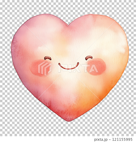 Cute smiling heart illustration with soft watercolor effect Cute smiling heart illustration with soft watercolor effect 121155995