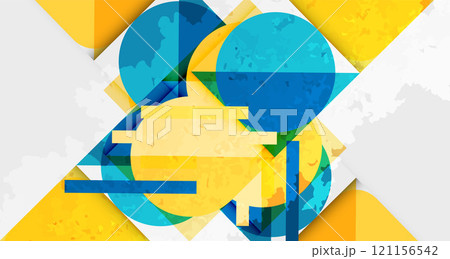 Grainy stain texture geometric abstract background with circles, squares and lines. Vector Illustration For Wallpaper, Banner, Background, Card, Book Illustration, landing page 121156542