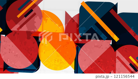 Grainy stain texture geometric abstract background with circles, squares and lines. Vector Illustration For Wallpaper, Banner, Background, Card, Book Illustration, landing page 121156544