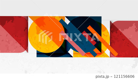 Grainy stain texture geometric abstract background with circles, squares and lines. Vector Illustration For Wallpaper, Banner, Background, Card, Book Illustration, landing page 121156606