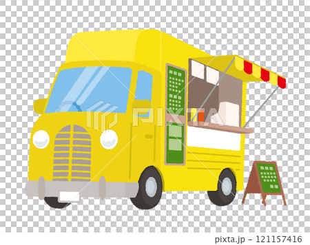 路上販売するキッチンカーのイラスト 121157416