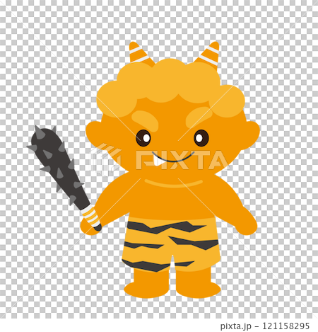 金棒を持った黄鬼のベクターイラスト 121158295