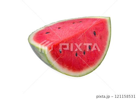 Sliced of watermelon isolated on white background. 121158531