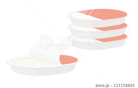 レトルトのパックご飯のイラスト 121158883
