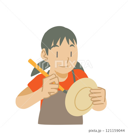 皿に絵付けをする子供 121159044