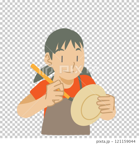 皿に絵付けをする子供 121159044