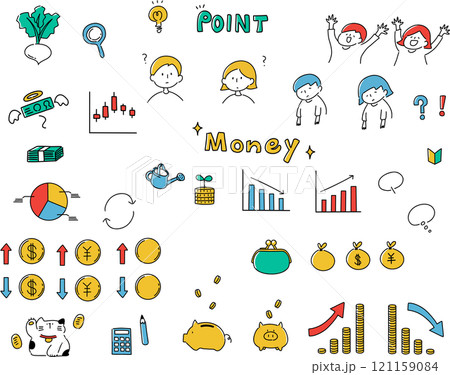 お金、投資、資産運用のイラストセット 121159084