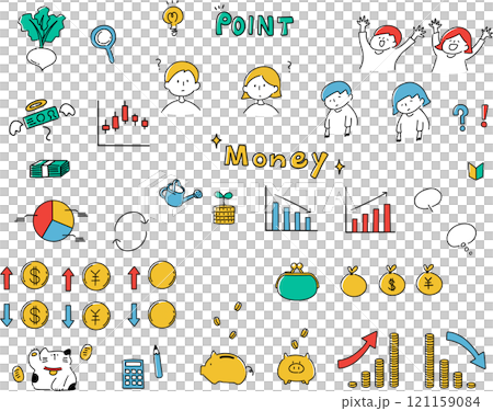 お金、投資、資産運用のイラストセット 121159084