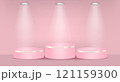 Pink podium on light background with spotlights illuminated illustration 121159300
