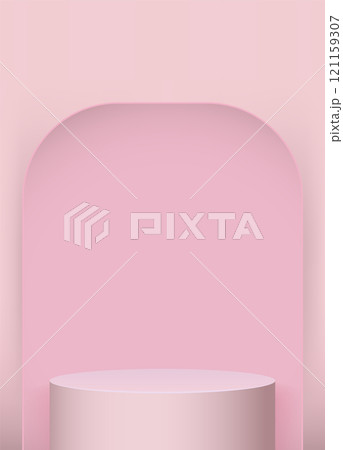 Pink podium minimal style on pink background illustration 121159307