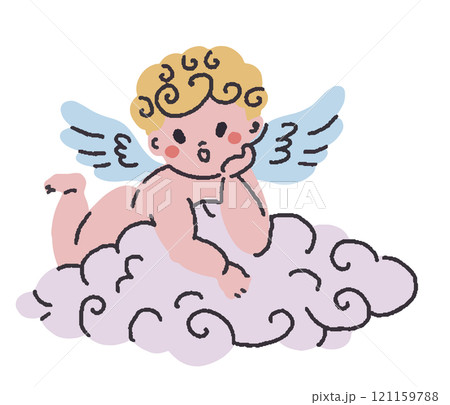 Playful cherub on cloud design Playful cherub on cloud design 121159788