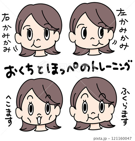 男の子の顔体操のイラストセット 121160047