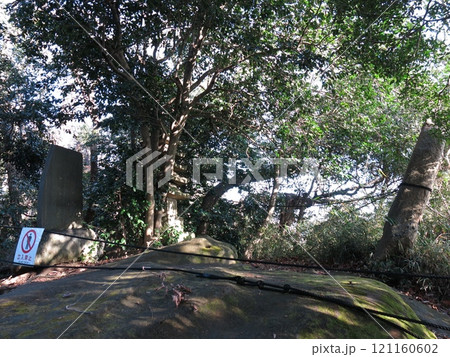 立入禁止のロープが張られている葛原岡・大仏ハイキングコースの天柱峰 立入禁止のロープが張られている葛原岡・大仏ハイキングコースの天柱峰 121160602