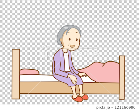 老人坐在床上 老人坐在床上 121160990
