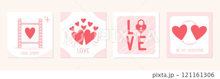 Hand Drawn Cards with Hearts Hand Drawn Cards with Hearts 121161306