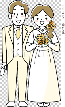 一個微笑的新娘和新郎 121161490