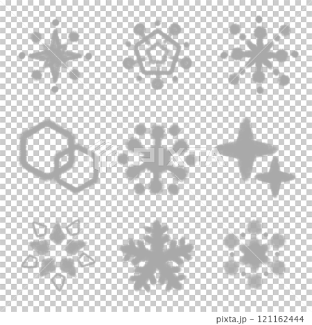 ふわふわしたかわいい雪の結晶のイラストセット 121162444