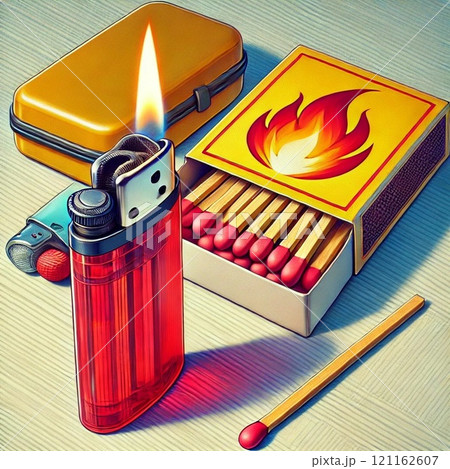 非常時用の火を起こすマッチやライター 121162607